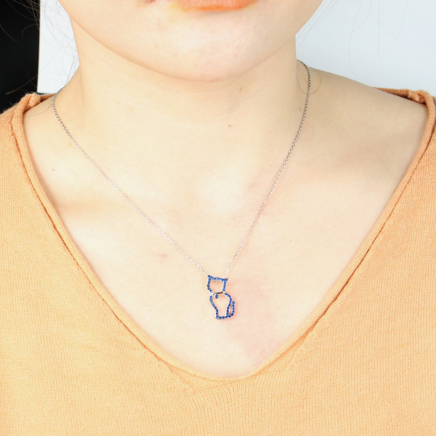 Sterling Silver Kitten Cat Necklace