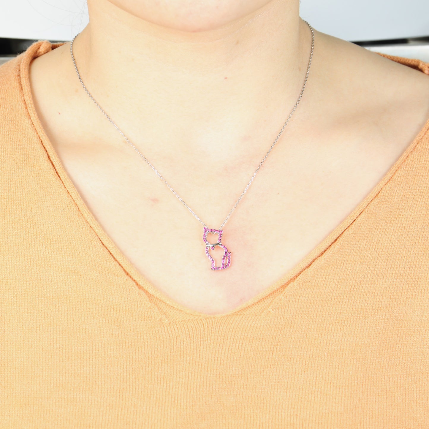 Sterling Silver Kitten Cat Necklace