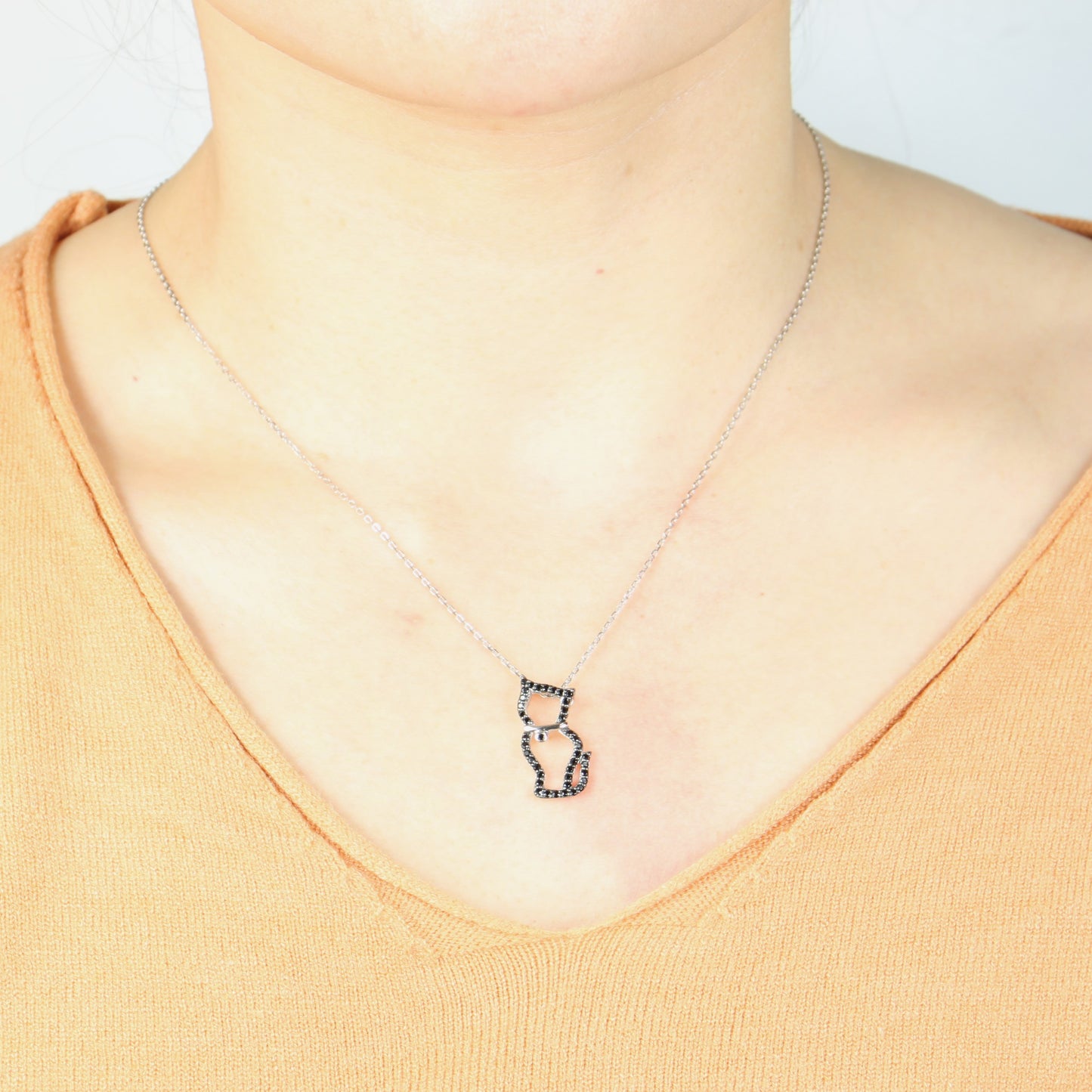 Sterling Silver Kitten Cat Necklace
